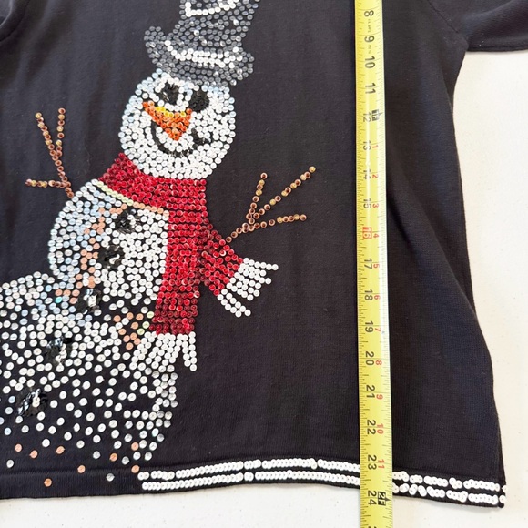 Michael Simon Vintage Sequin Snowman Top Small - Picture 8 of 11